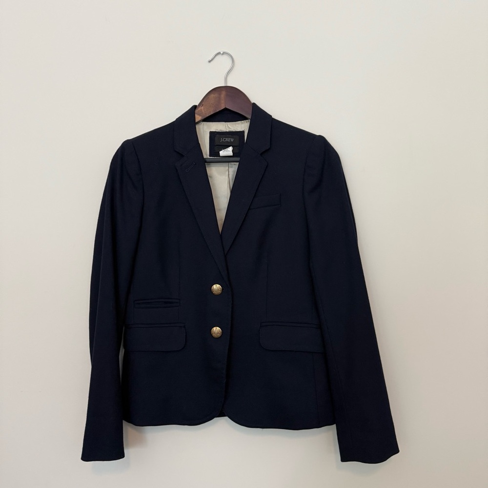J. Crew Navy Schoolboy Blazer Tailored Fit Notched Lapels, Gold Buttons Size 2